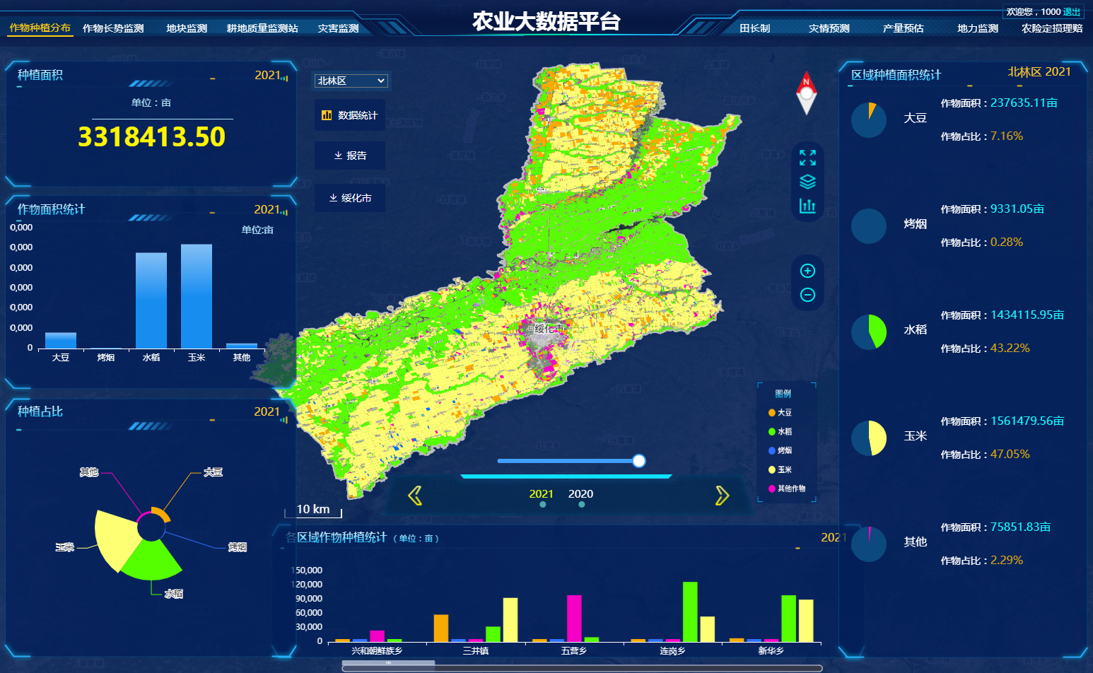 绥化北林区高标准农田遥感监测平台